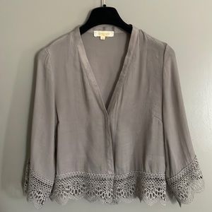 Rebellion linen shrug/cardigan with lace detail
